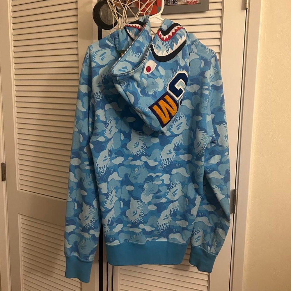 Blue Bape Shark Camo Hoodie